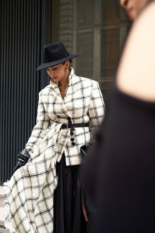 Cloudy Check Blazer – White