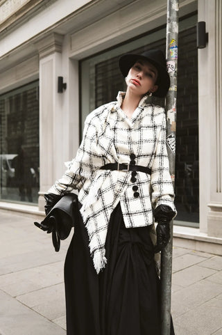 Cloudy Check Blazer – White