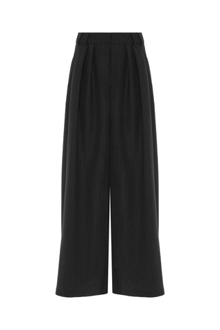 Rena Pleated Wool Trousers – Black