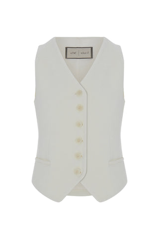 Daisy Tailored Velvet Vest – Cream