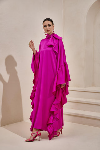 Royal Satin Kaftan – Fuchsia
