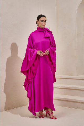 Royal Satin Kaftan – Fuchsia