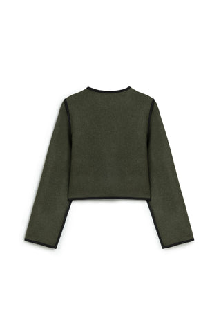 Scarf-Detail Wool Mini Jacket – Olive