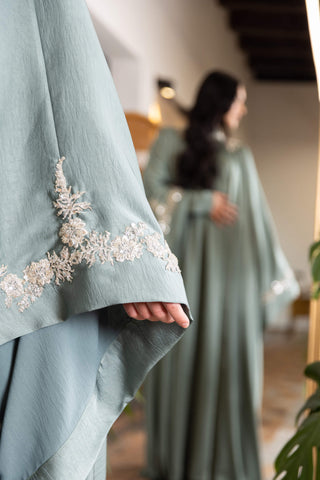 Golden Authority Embellished Abaya – Green