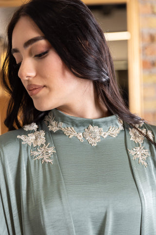 Golden Authority Embellished Abaya – Green