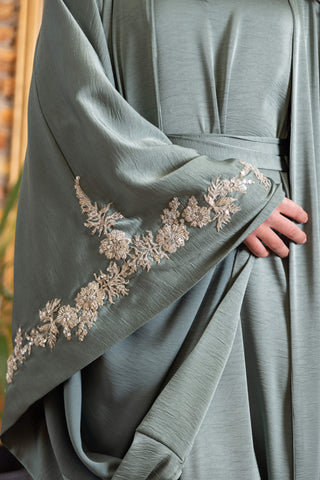 Golden Authority Embellished Abaya – Green