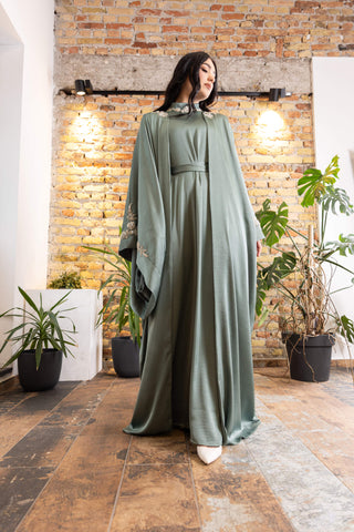 Golden Authority Embellished Abaya – Green