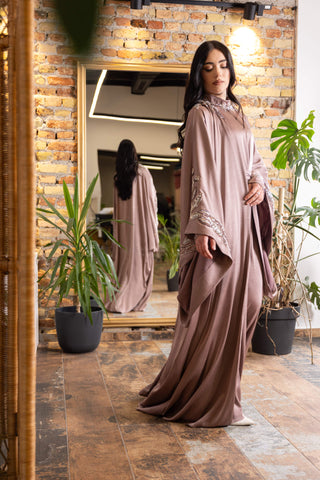 Silent Power Embellished Abaya – Pink