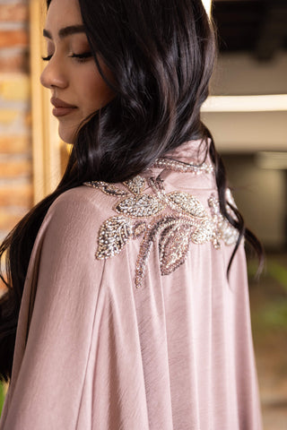 Silent Power Embellished Abaya – Pink