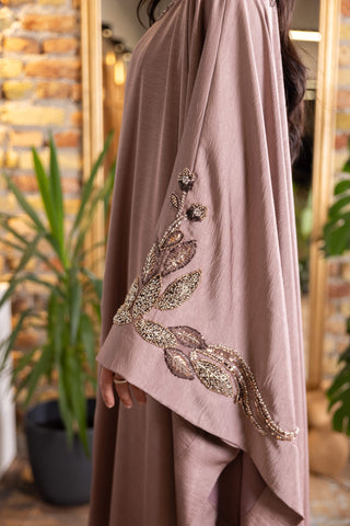 Silent Power Embellished Abaya – Pink