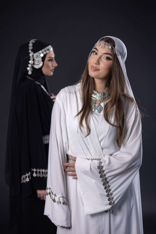 Dignity Ethno Embellished Abaya – White