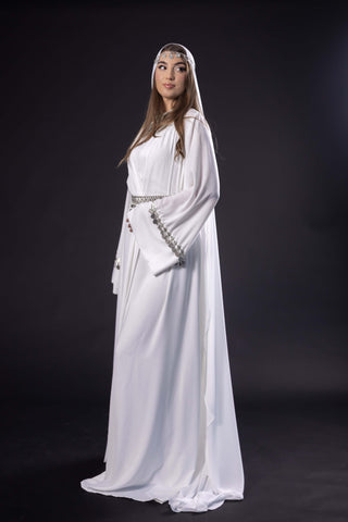 Dignity Ethno Embellished Abaya – White