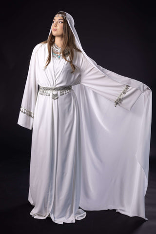 Dignity Ethno Embellished Abaya – White