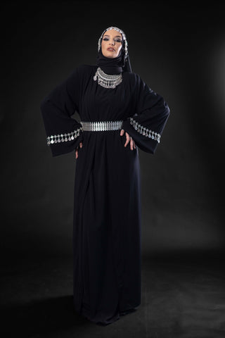 Charisma Ethno Silk Abaya – Black