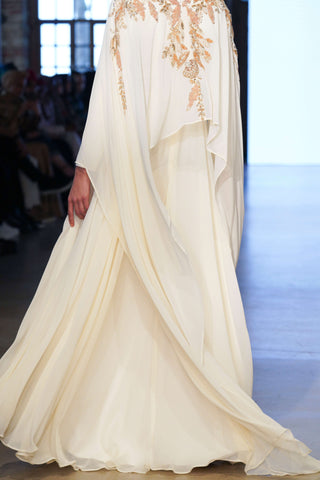 Hidden Strength Balcanian Embellished Cape Gown – White