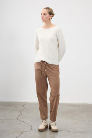Selene Drawstring Tapered Trousers – Beige