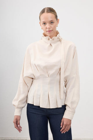 Sophia Pleated Waist Blouse – Ecru