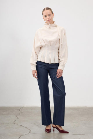 Sophia Pleated Waist Blouse – Ecru