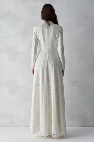 Embellished Lace Panel Evening Gown – Ivory