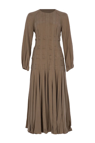 Pleated Tencel Maxi Dress – Beige