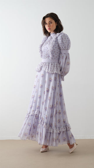 Ruffled Bodice Maxi Dress – Lilac