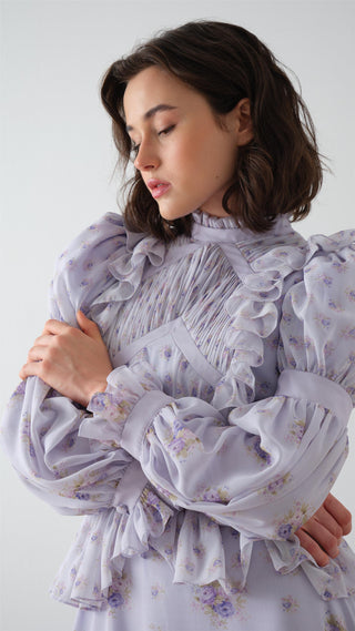 Ruffled Bodice Maxi Dress – Lilac