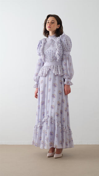 Ruffled Bodice Maxi Dress – Lilac