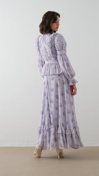 Ruffled Bodice Maxi Dress – Lilac