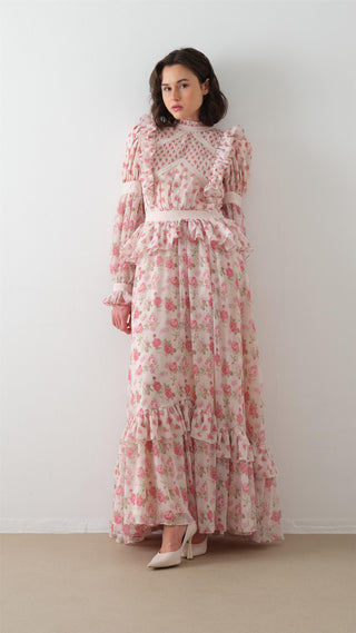 Ruffled Bodice Maxi Dress – Pink