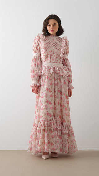 Ruffled Bodice Maxi Dress – Pink