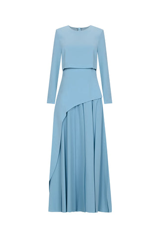 Layered Maxi Evening Dress – Light Blue