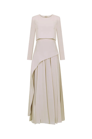 Layered Maxi Evening Dress – Ecru