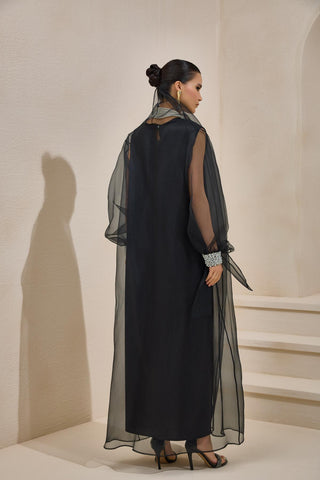 Valeria Organza Abaya Siyah