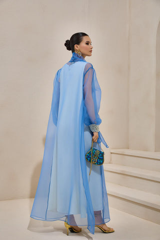 Valeria Organza Abaya Mavi