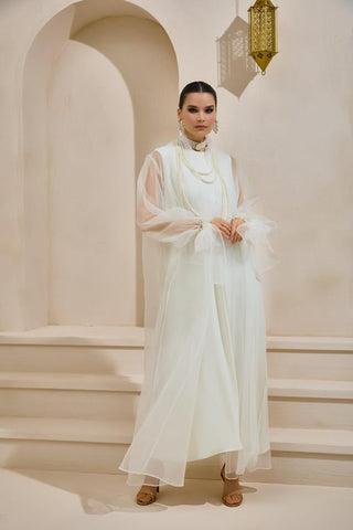 Valeria Organza Abaya Krem