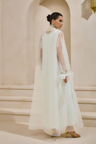 Valeria Organza Abaya Krem