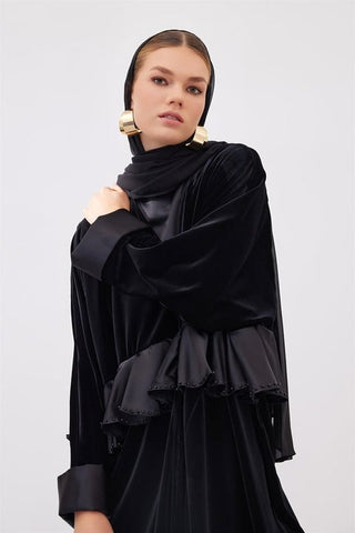 Velvet Rania Abaya - Black