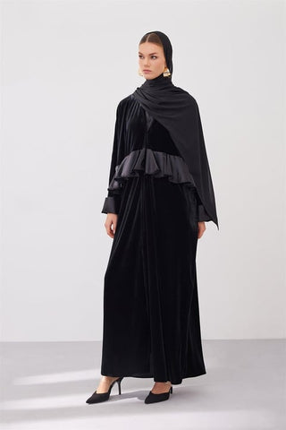 Velvet Rania Abaya - Black