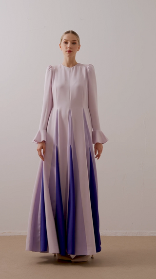 Contrast-Panel Maxi Dress – Lilac