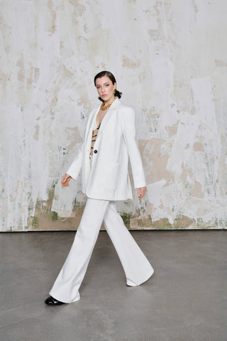 Maëlle Oversize Knit Blazer – White