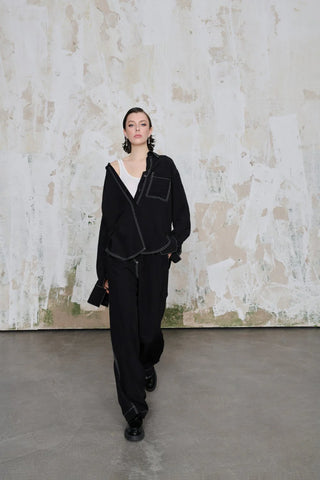 Noaor Contrast-Stitch Shirt - Black