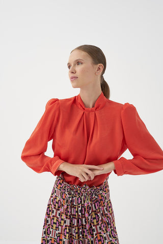Wim Pleated Collar Blouse – Orange