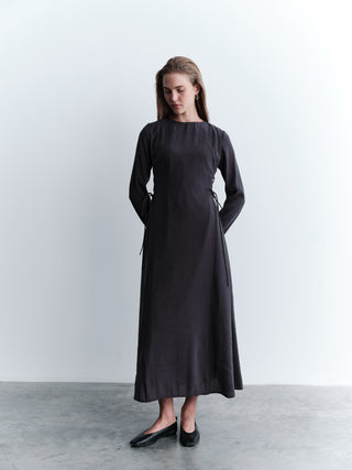 Side-Tie Tencel Maxi Dress - Black
