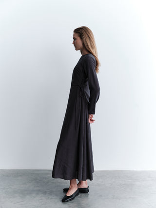 Side-Tie Tencel Maxi Dress - Black